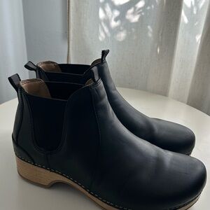 Dansko Black Leather Ankle Booties